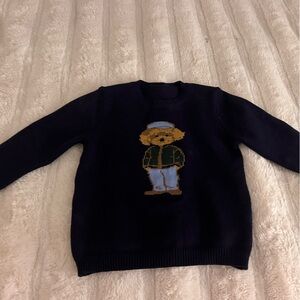 SHEIN Dark Blue Sweater with Bear Motif